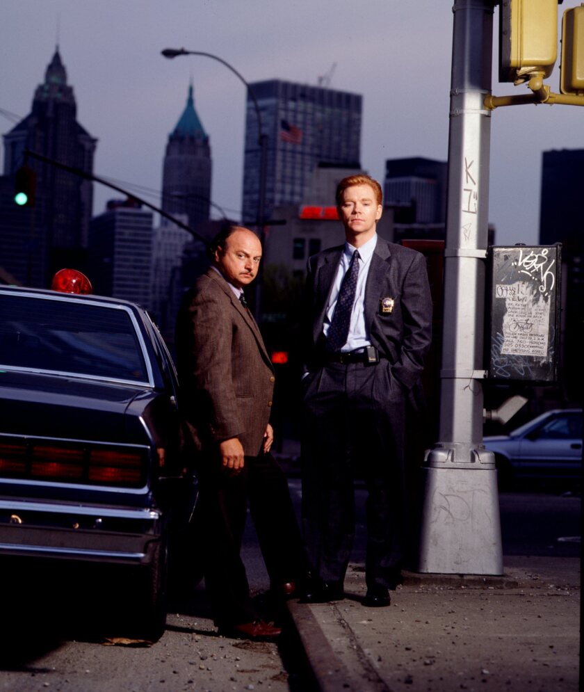 Dennis Franz, left, and David Caruso in “NYPD Blue”