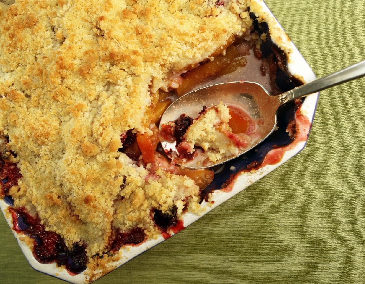 Peach and blackberry crisp.