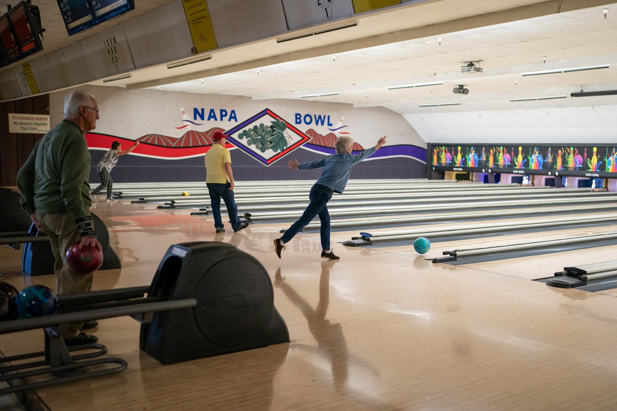 Members of an adult bowling league compete at Napa Bowl bowling alley on Oct. 27 in Napa