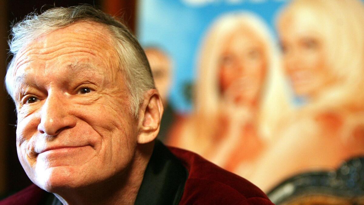 Playboy Magazine publisher Hugh Hefner is pictured during a 2007 press conference to introduce the new season of his TV show "Girls of the Playboy Mansion."
