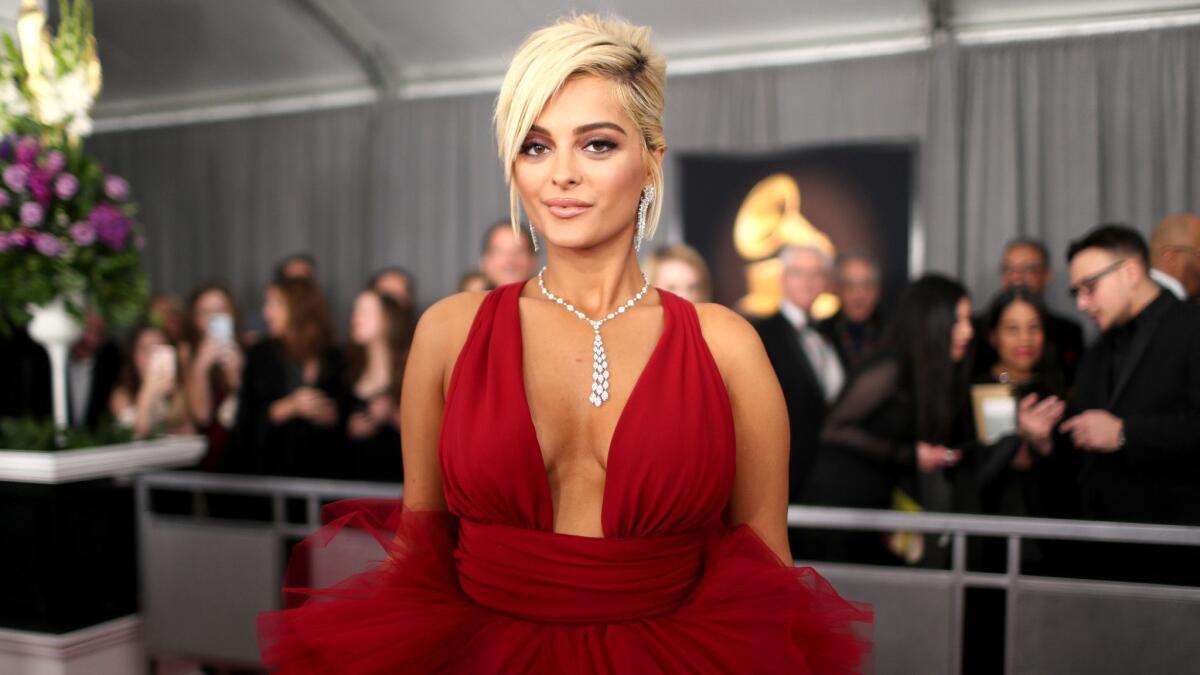 Bebe Rexha at the 61st Grammy Awards at Staples Center in Los Angeles on Sunday.