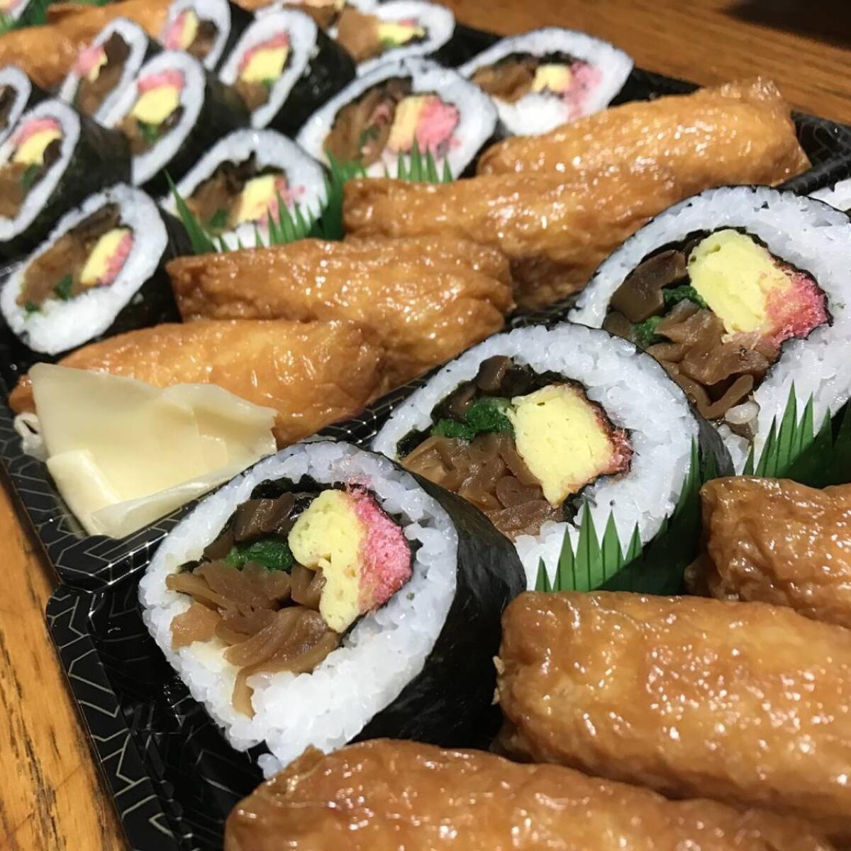 Futomaki and inari sushi.