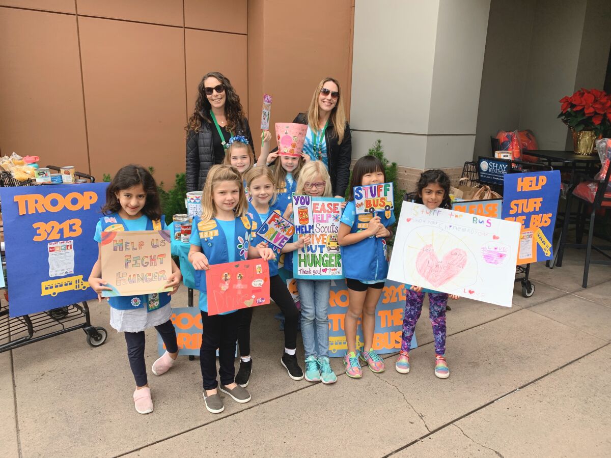 Local Daisy Troop 3213 had a successful Stuff the Bus drive in Carmel Valley.