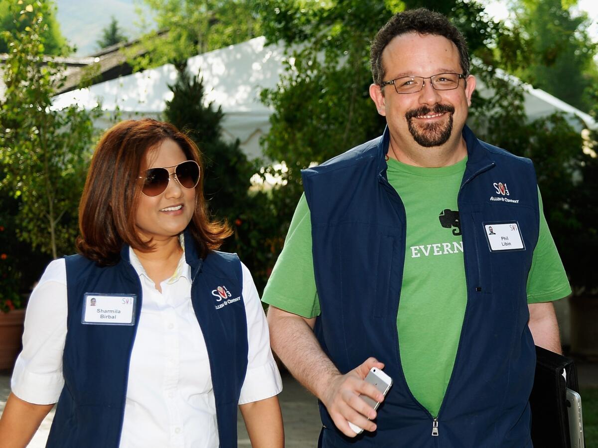 Evernote founder Phil Libin, right, and his wife, Sharmila Birbal, attend the recent Allen & Co. conference in Sun Valley, Idaho.