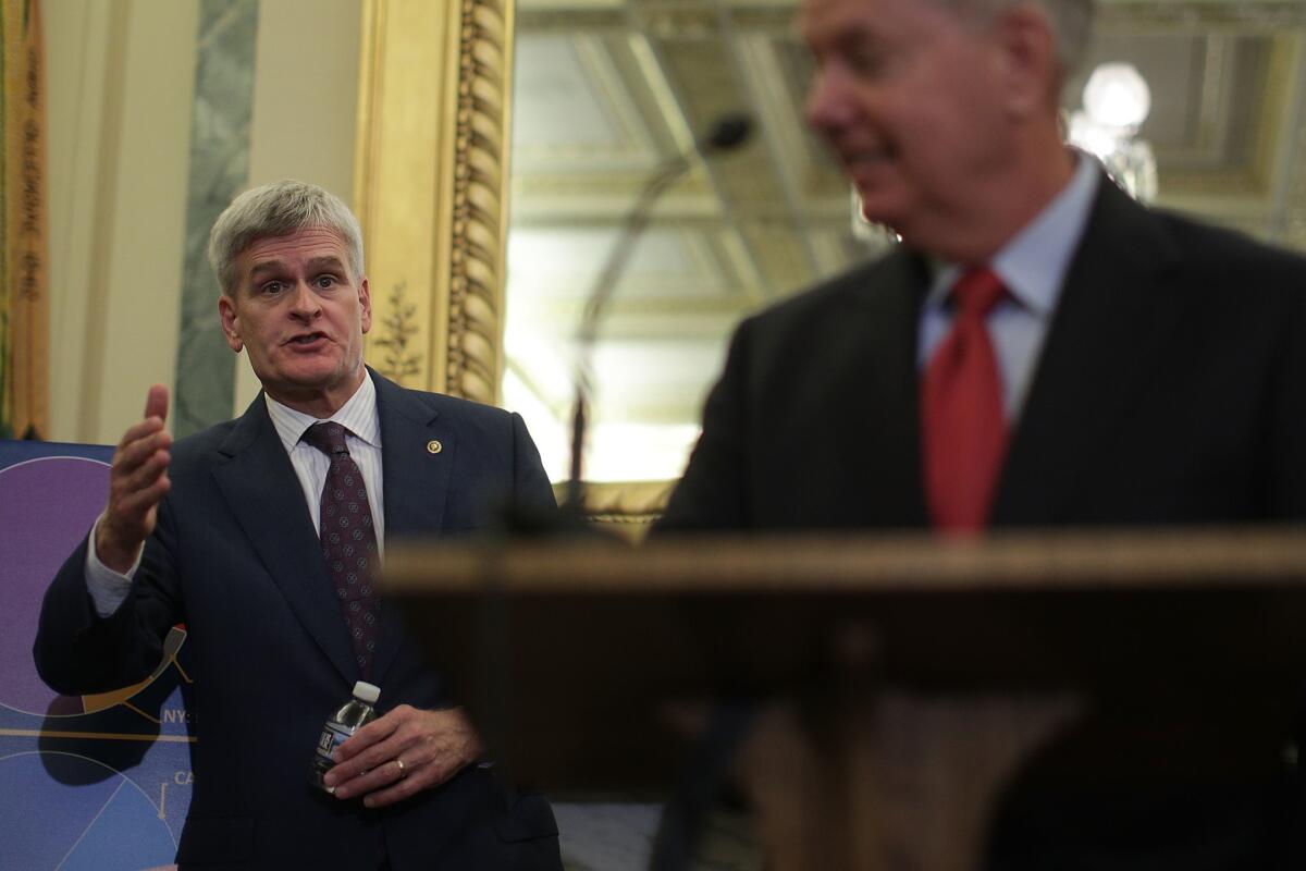 Sens. Bill Cassidy (R-La.), left, and Lindsey Graham (R-S.C.) are cosponsoring the latest bill that aims to repeal and replace the Affordable Care Act.