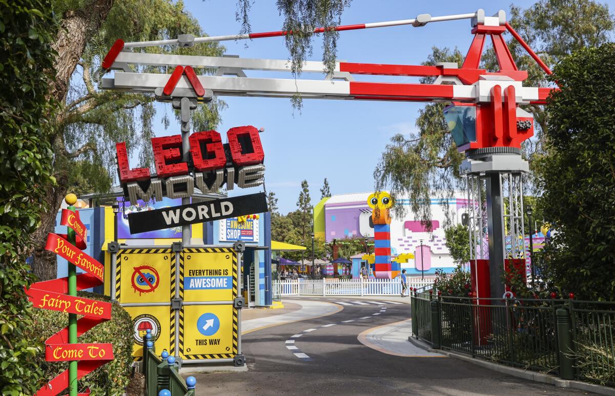 Entrance to the new Lego Movie World attraction at Legoland.