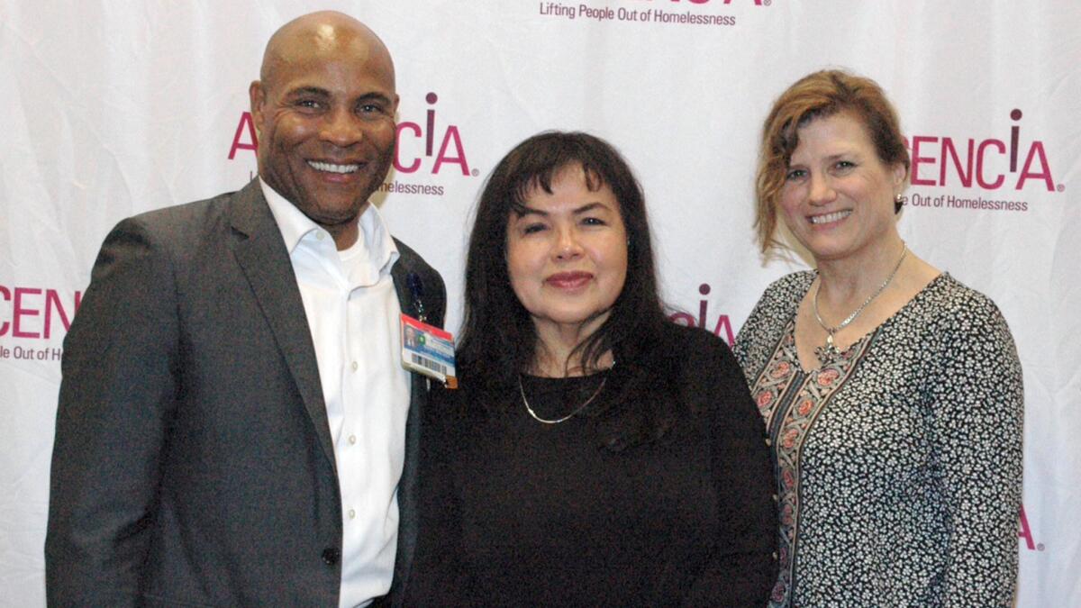 Board member Terry Walker, from left, Tippy Boonkokua, branch manager of HomeStreet Bank, and Ascencia Executive Director Natalie Profant Komuro.