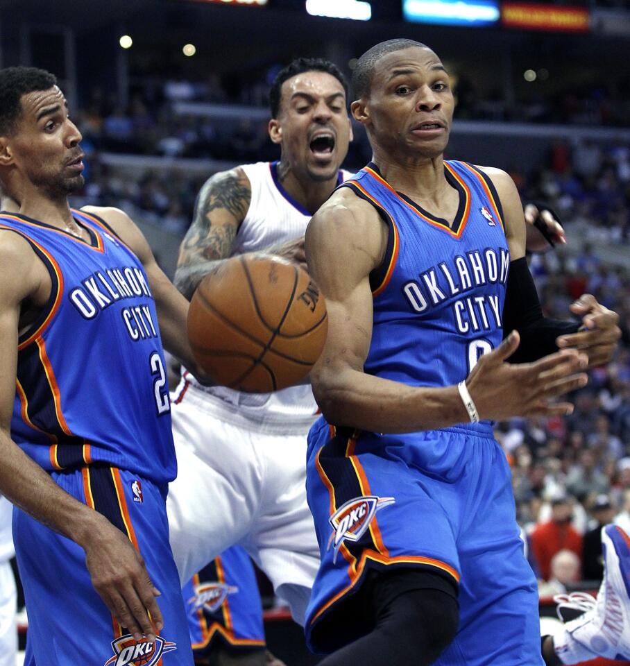 Serge Ibaka, Matt Barnes, Russell Westbrook