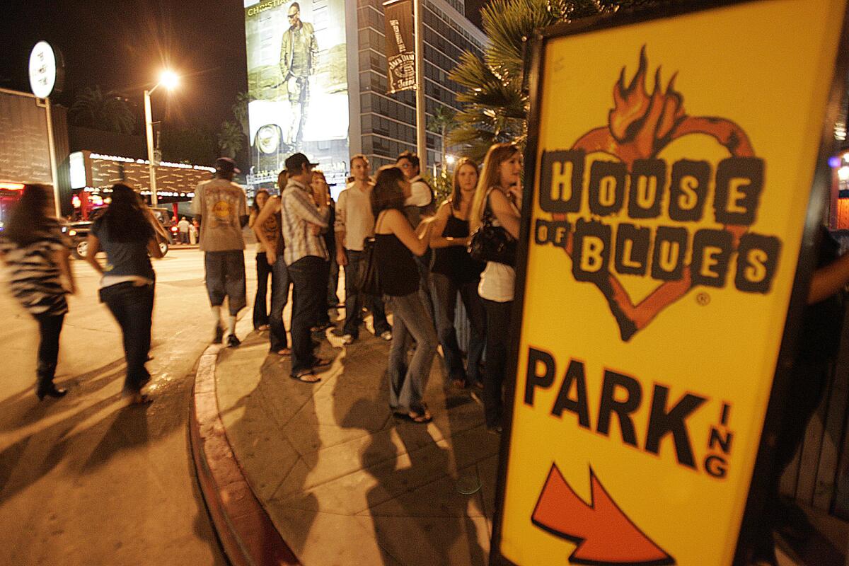 Crowds wait outside House of Blues before a Gavin DeGraw concert at the Sunset Strip location in 2008. At the time, West Hollywood was looking for bigger developments along Sunset Boulevard. On Monday, that effort moved forward when House of Blues closed to make way for a new hotel complex.
