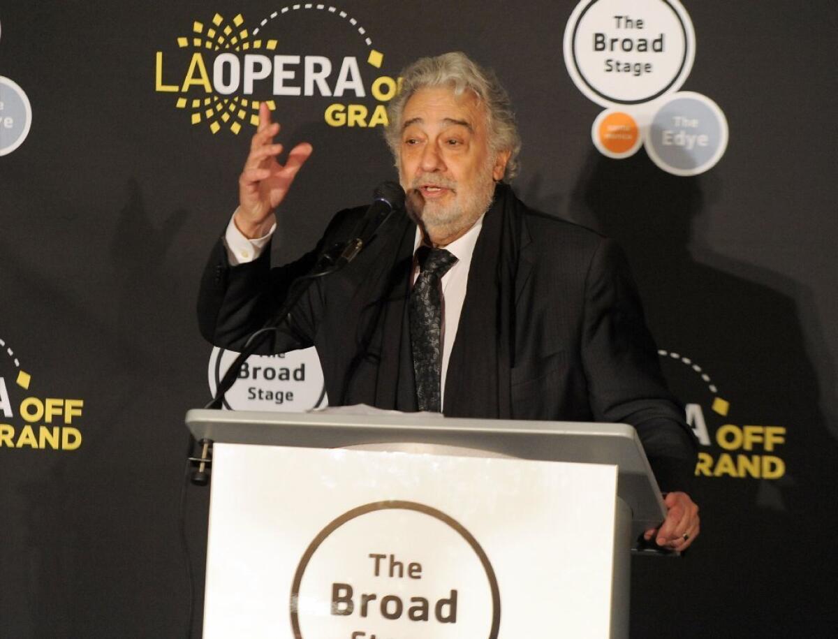 Placido Domingo at the opening night after-party of "Dulce Rosa" on Friday, presented by the Broad Stage and L.A. Opera at the Broad.