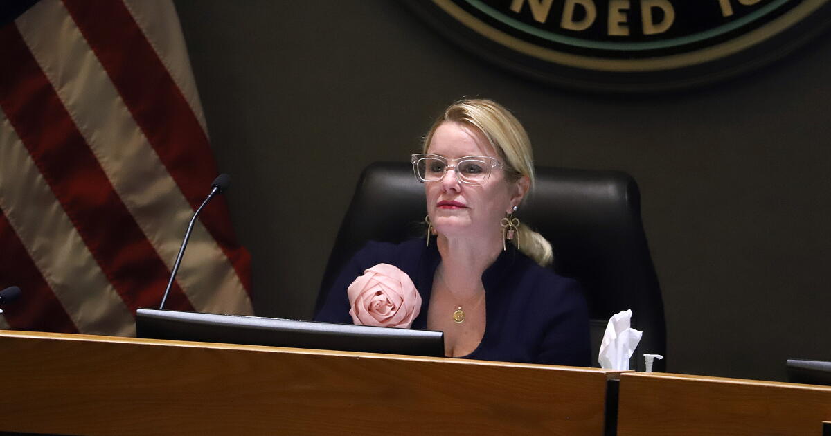 Photo: latimes.com Mayor of Anaheim Ashleigh Aitken listens to public comments during a recent Anaheim city council meeting at the Anaheim City