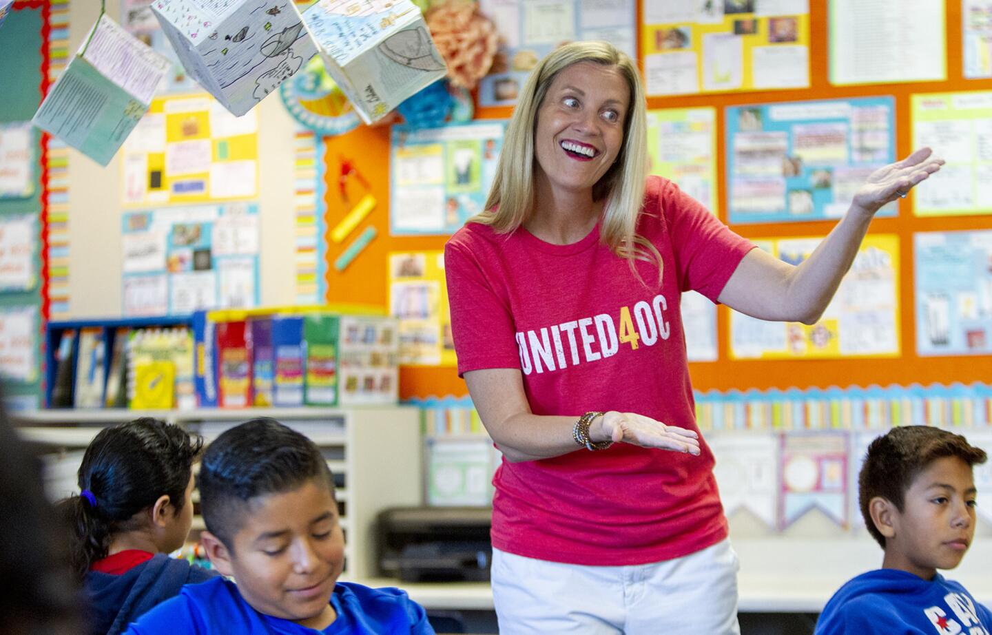 Jennifer Swan-Altieri, a third-grade teacher at Paul Revere Elementary School in Anaheim, teaches a lesson.