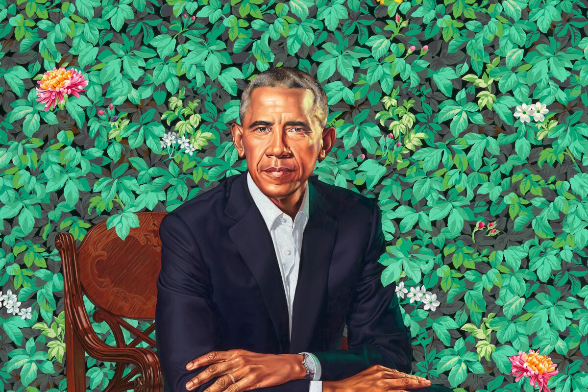 Kehinde Wiley, Barack Obama, 2018, oil on canvas.