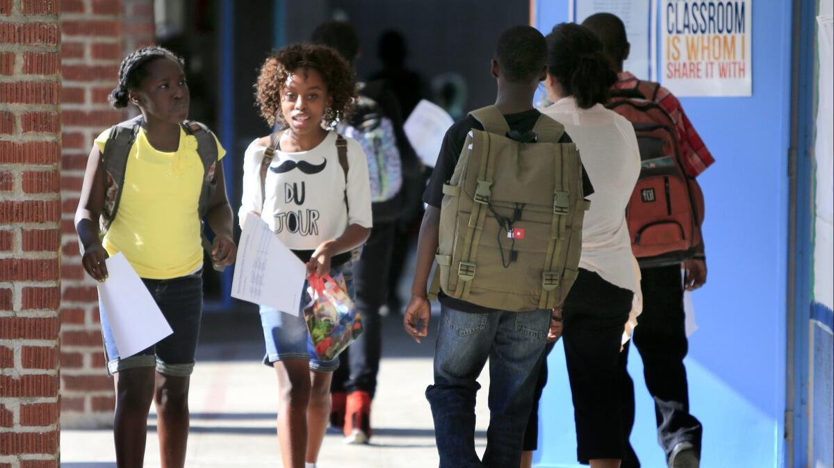California will spend $103.4 billion on K-12 education in the new fiscal year. Above, students at Westchester Secondary Charter School in 2013.
