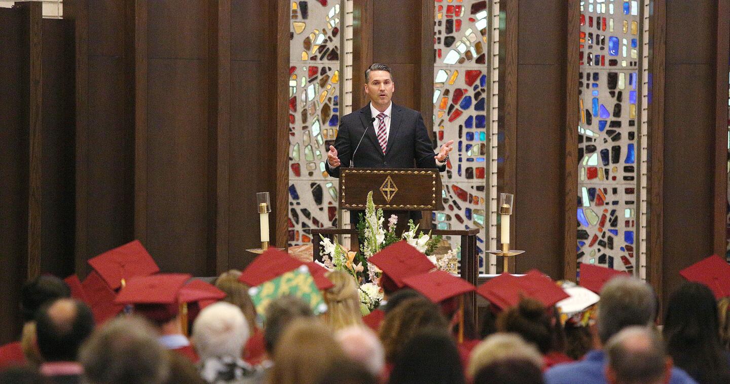 Keynote speaker Todd Reynolds at the annual Interfaith Baccalaureate Service for the class of 2019 at St. Bede the Venerable Church in La Canada Flintridge on Monday, June 3, 2019. About 65 students from area schools, but mostly La Canada High School, attended the event, sponsored by the La Canada Flintridge Interfaith Ministerial Association.