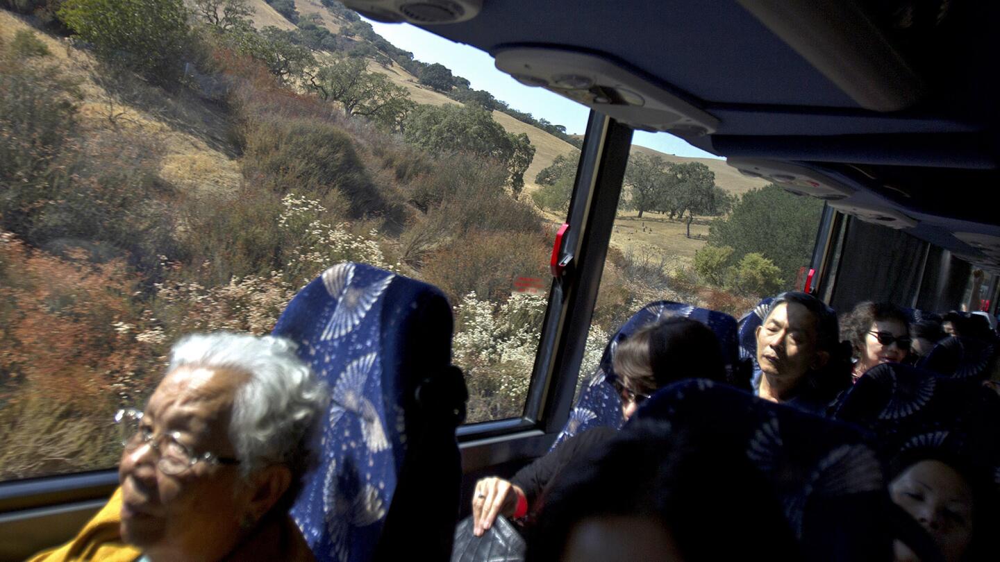 Vietnamese American bus riders travel to Westminster from San Jose. Customers can make reservations if they like, but that doesn't get them a good seat. Those are first-come, first-served.