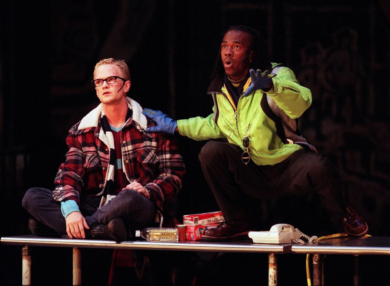 Neil Patrick Harris and D'Monroe in "Rent." Harris starred as Mark Cohen, a filmmaker and the narrator of the musical, during its national tour.