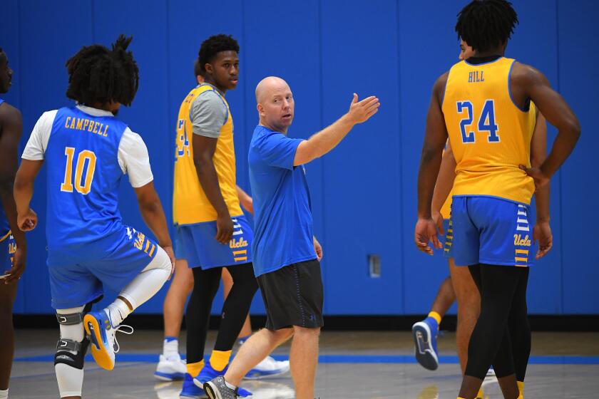 LOS ANGELES, CA - OCTOBER 10: Head coach Mick Cronin of the UCLA Bruins instructs players during practice at the Mo Ostin Basketball Center on October 10, 2019 in Los Angeles, California. (Photo by Jayne Kamin-Oncea/Getty Images)