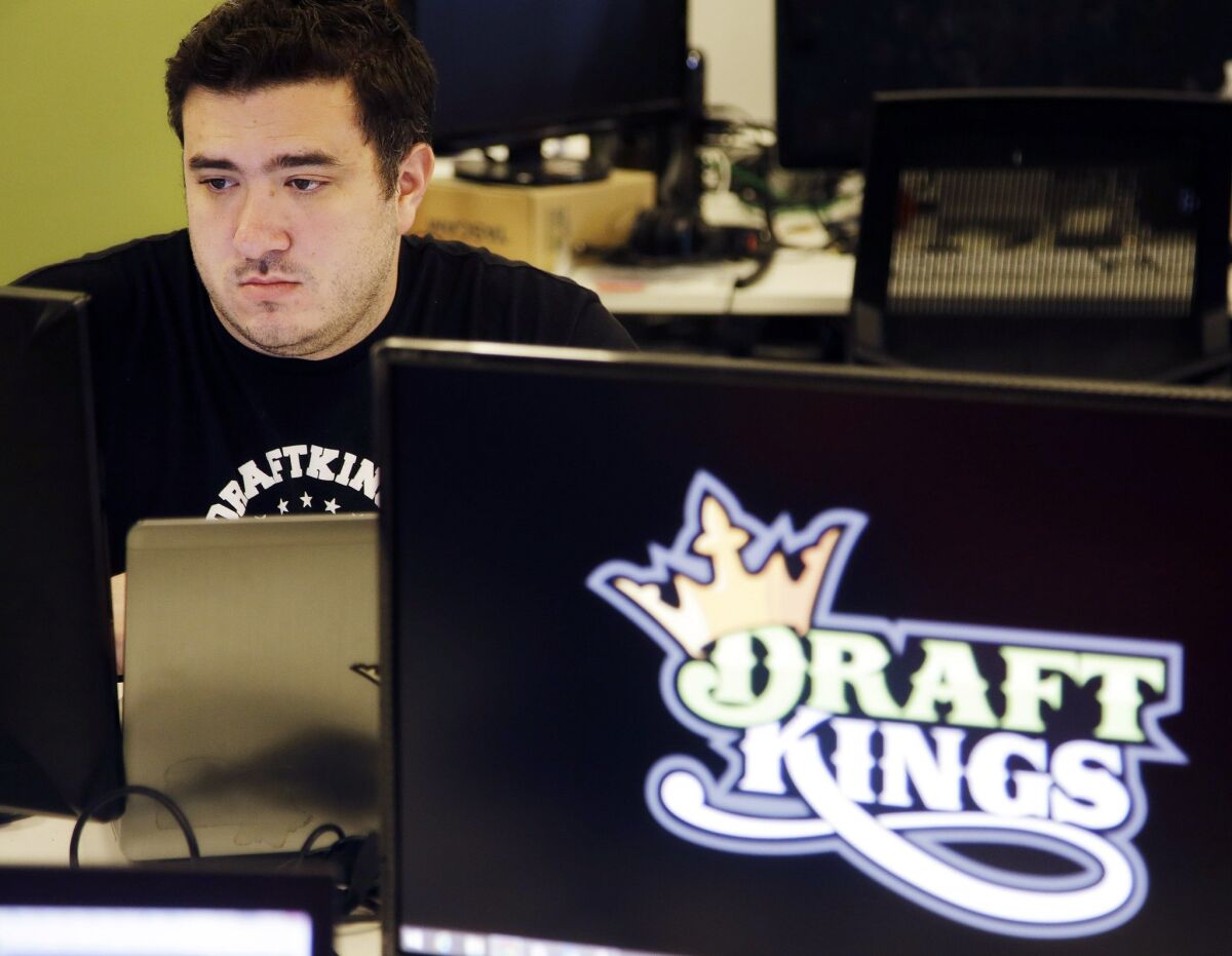 Len Don Diego, marketing manager for content at DraftKings, at the company's offices in Boston on Sept. 9.