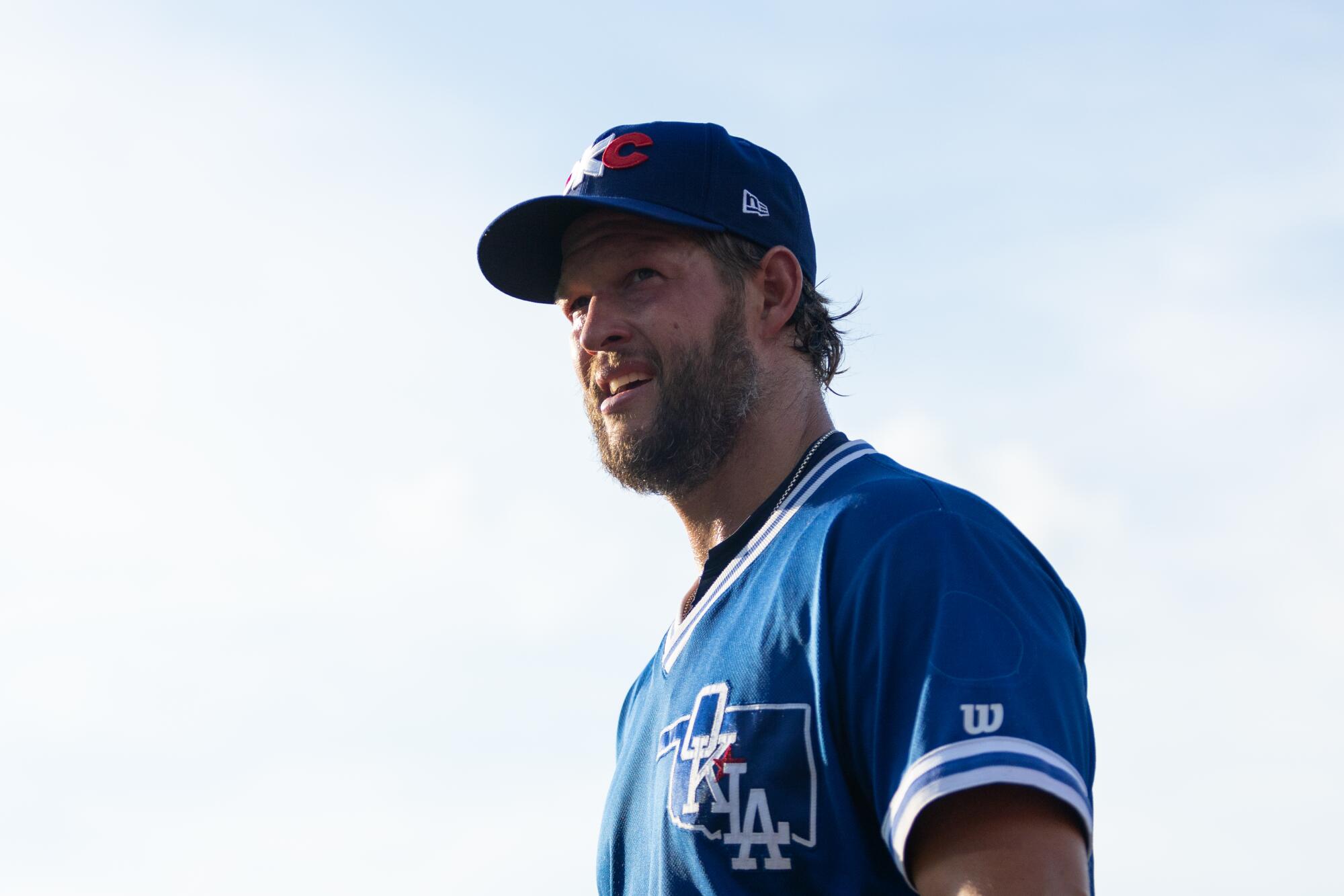 Clayton Kershaw warming up before his final rehabilitation start for Oklahoma City in Round Rock, Texas, last Friday.