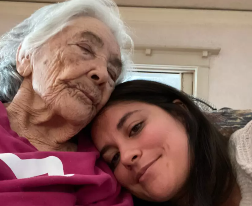 Brittny Mejia with her late grandmother María Díaz, at Díaz's home in Highland Park.