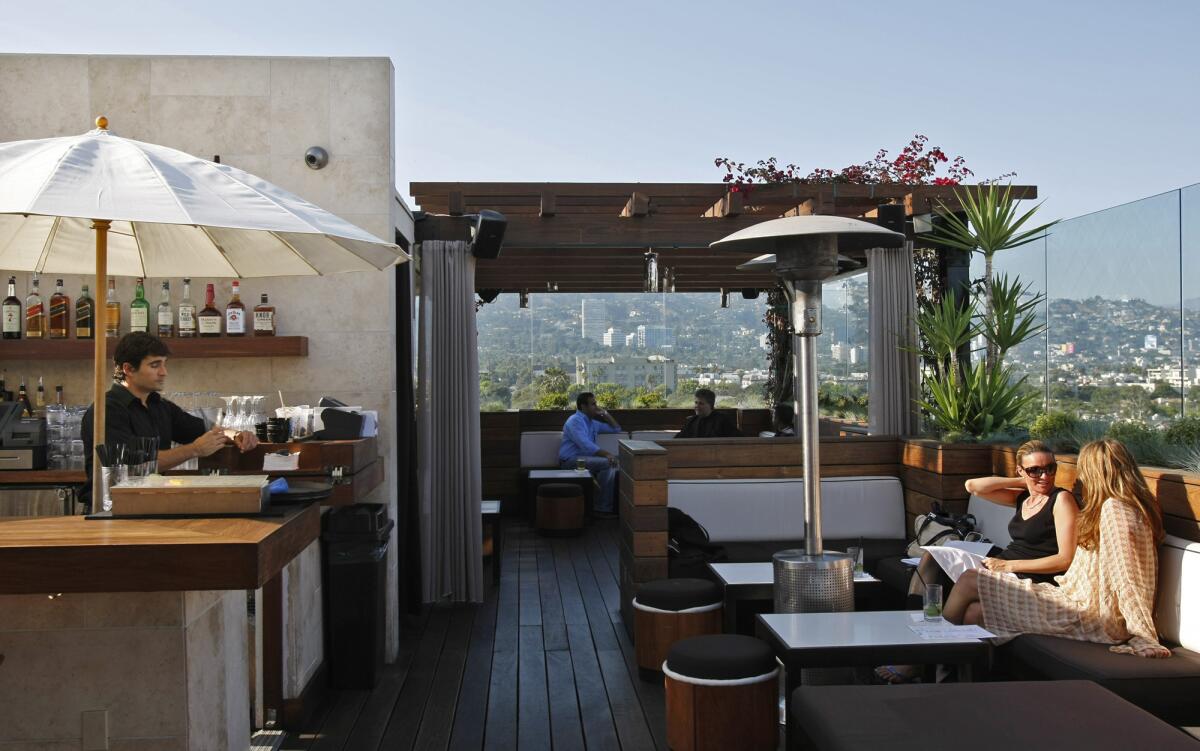The rooftop bar atop the former Thompson Beverly Hills, now renamed Sixty Beverly Hills.