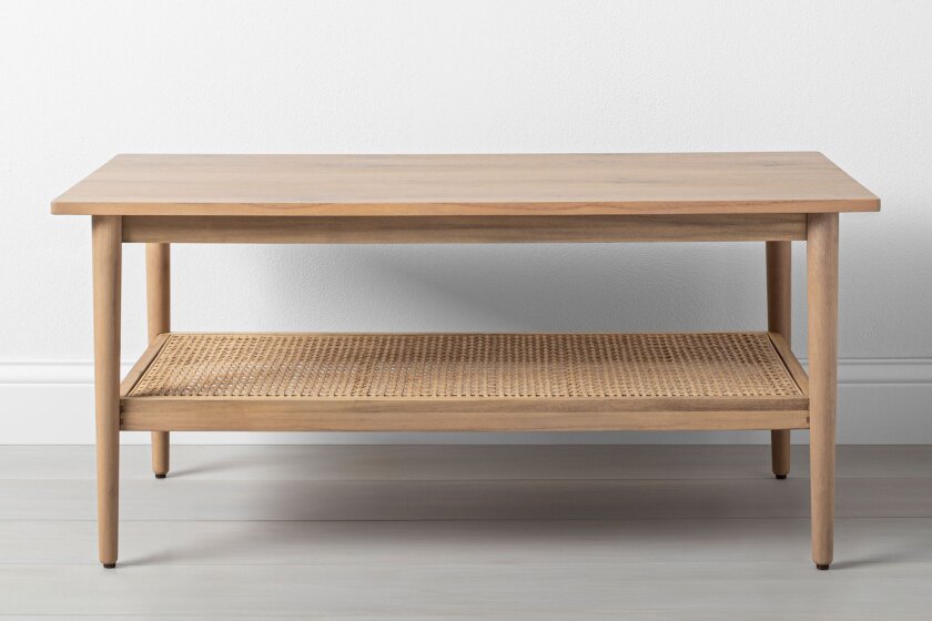 Wood and cane coffee table, $159.99 by Hearth & Hand 