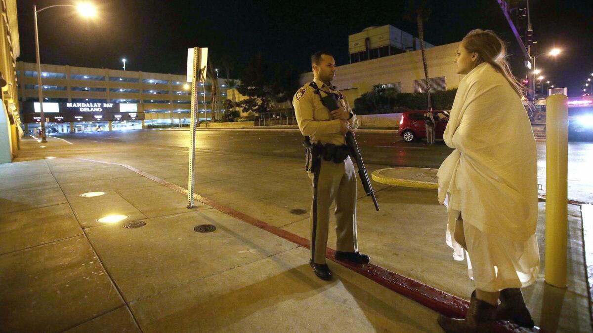 The scene after Sunday's mass shooting at the Route 91 Harvest festival in Las Vegas.