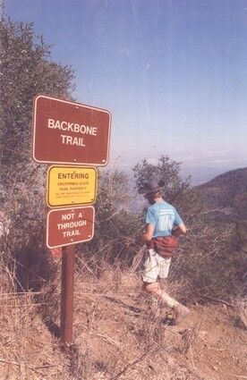 McAuley's first book, "Hiking Trails of the Santa Monica Mountains," debuted in 1980. He was one of 10 hikers who later plotted the route of the Backbone Trail, shown above in Topanga State Park, circa 1994.