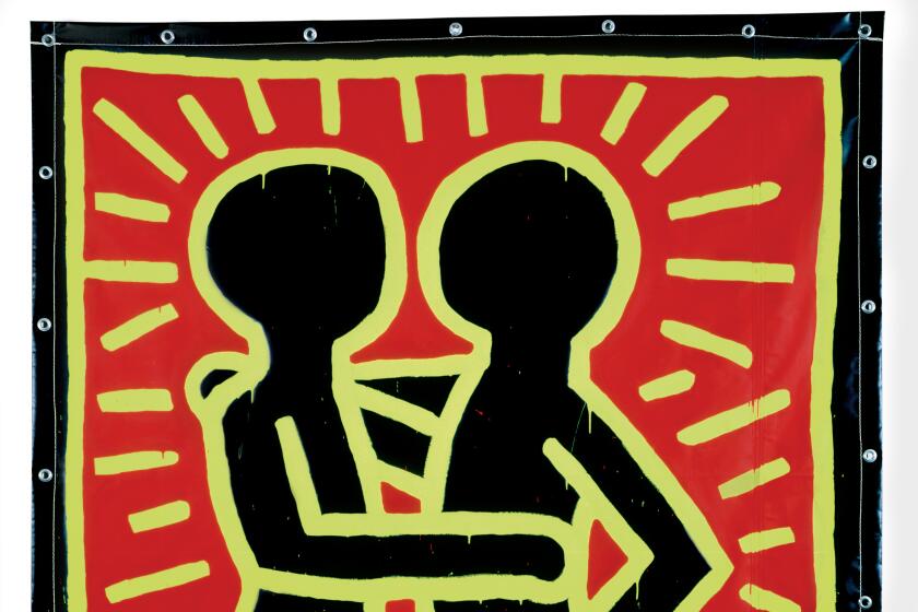 "Untitled" by Keith Haring, 1982, vinyl paint on vinyl tarp.