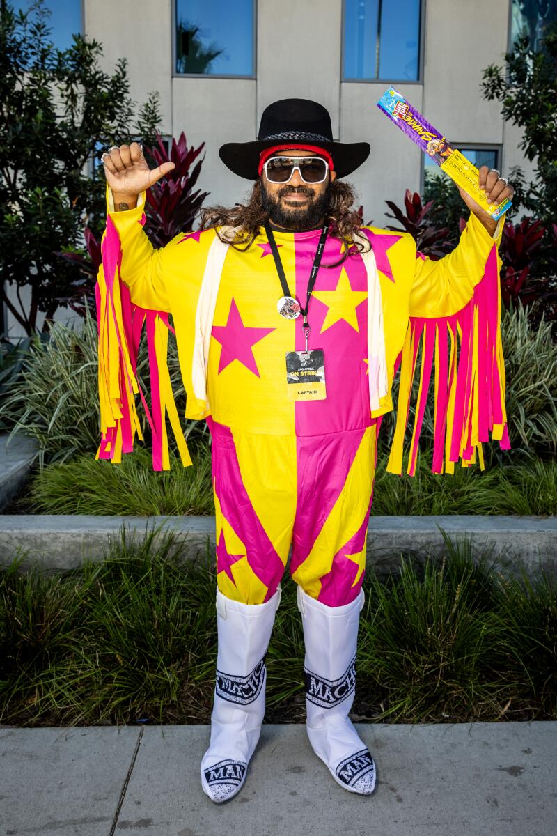 Adrian Dev, a strike captain, channeled his alter ego, Randy "Macho Man" Savage.