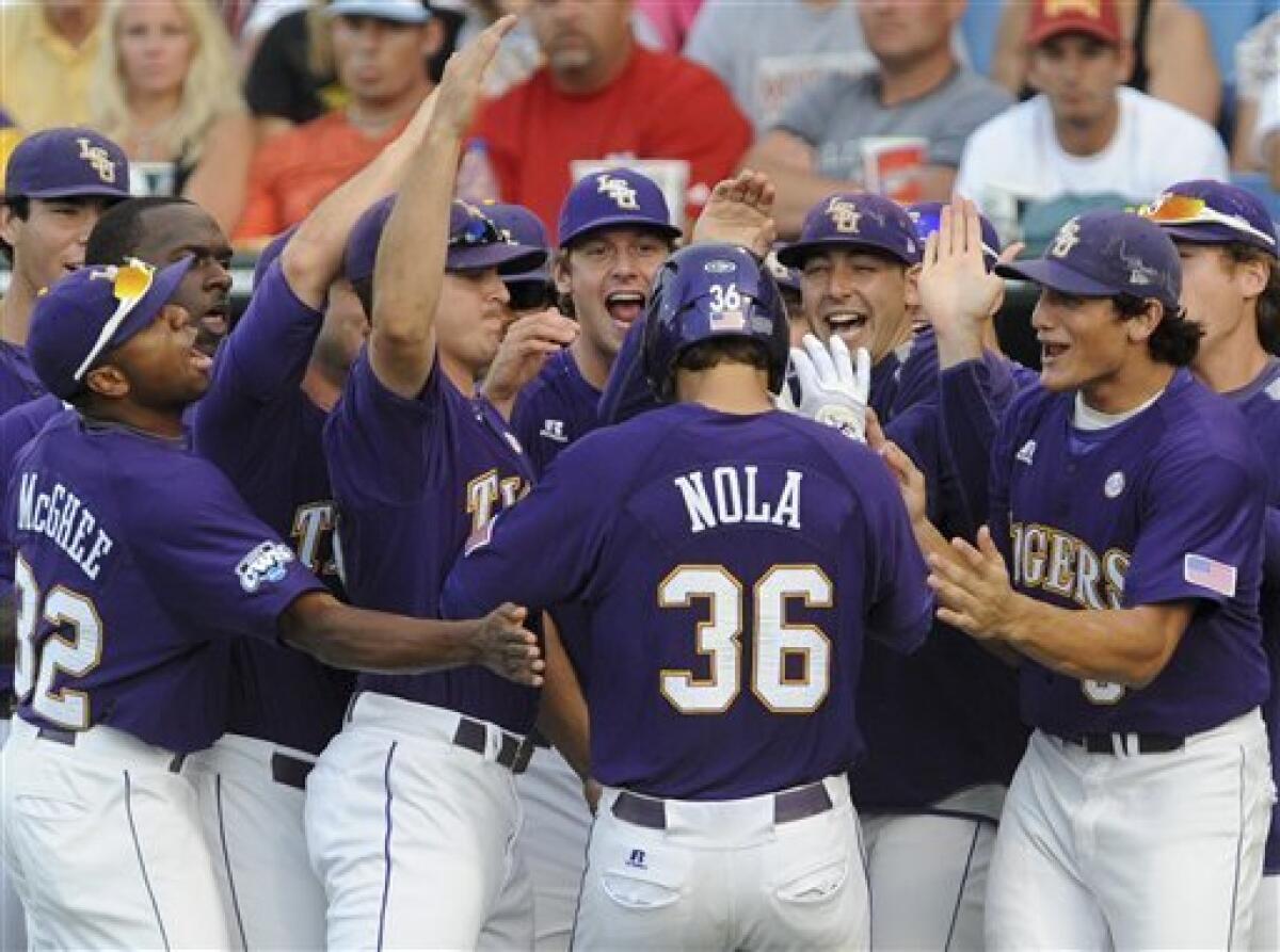 LSU hits 3 homers in 9-1 CWS win over Arkansas - The San Diego Union-Tribune