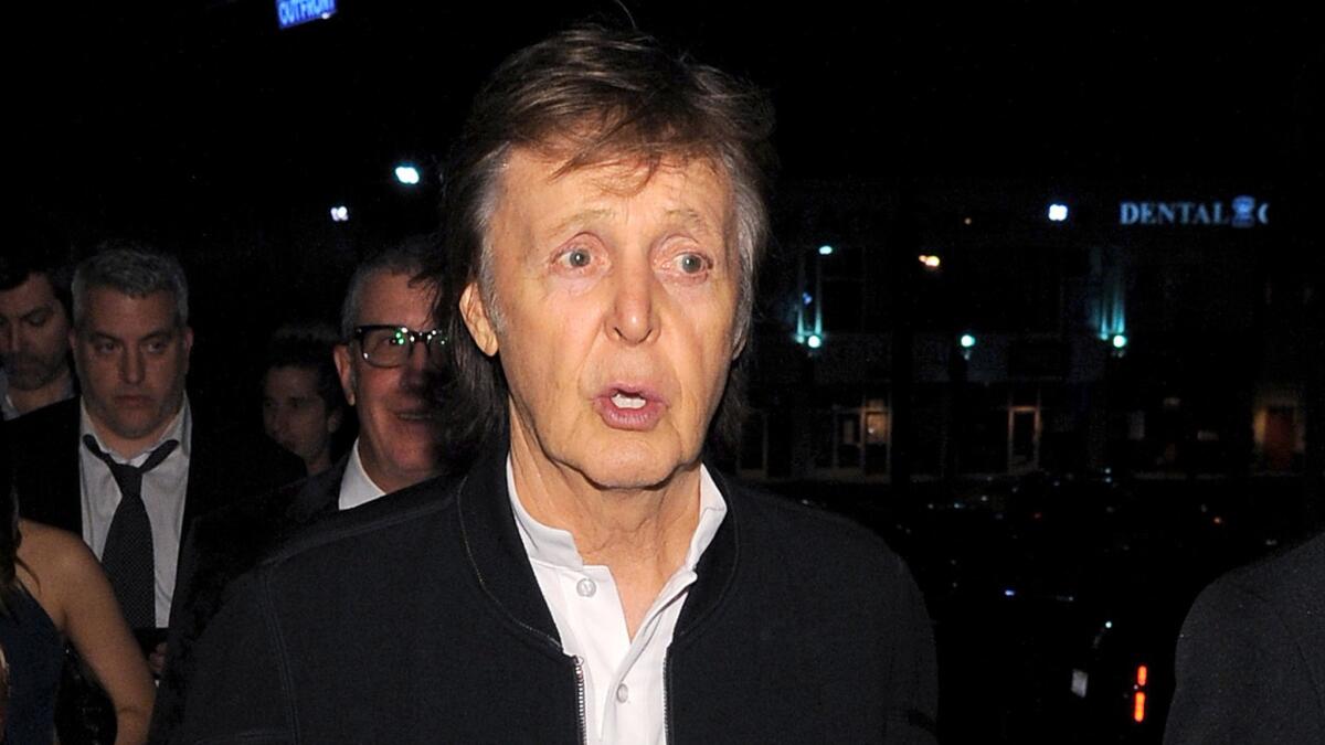 Paul McCartney headed to the Republic Records Grammy celebration at Hyde on the Sunset Strip after being snubbed at a party in Hollywood.