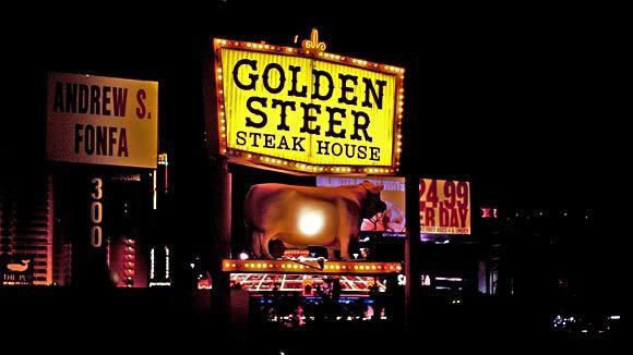 However much Las Vegas changes, it'll live fondly in people's memories as the swanky playground of the Rat Pack. That era lives on, if you look for it. One such holdout is the Golden Steer, a restaurant with a look and menu that haven't changed much since it opened in 1958.