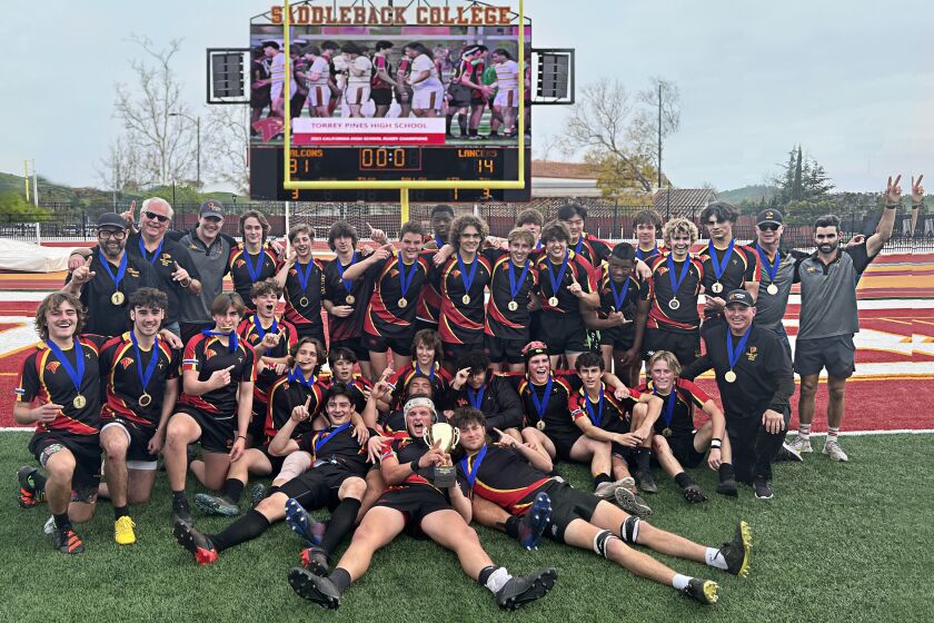 The state champion Falcon rugby team.