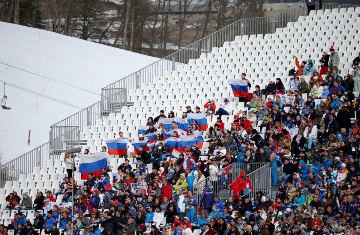 There were plenty of empty seats at the start of the men's downhill in Sochi.