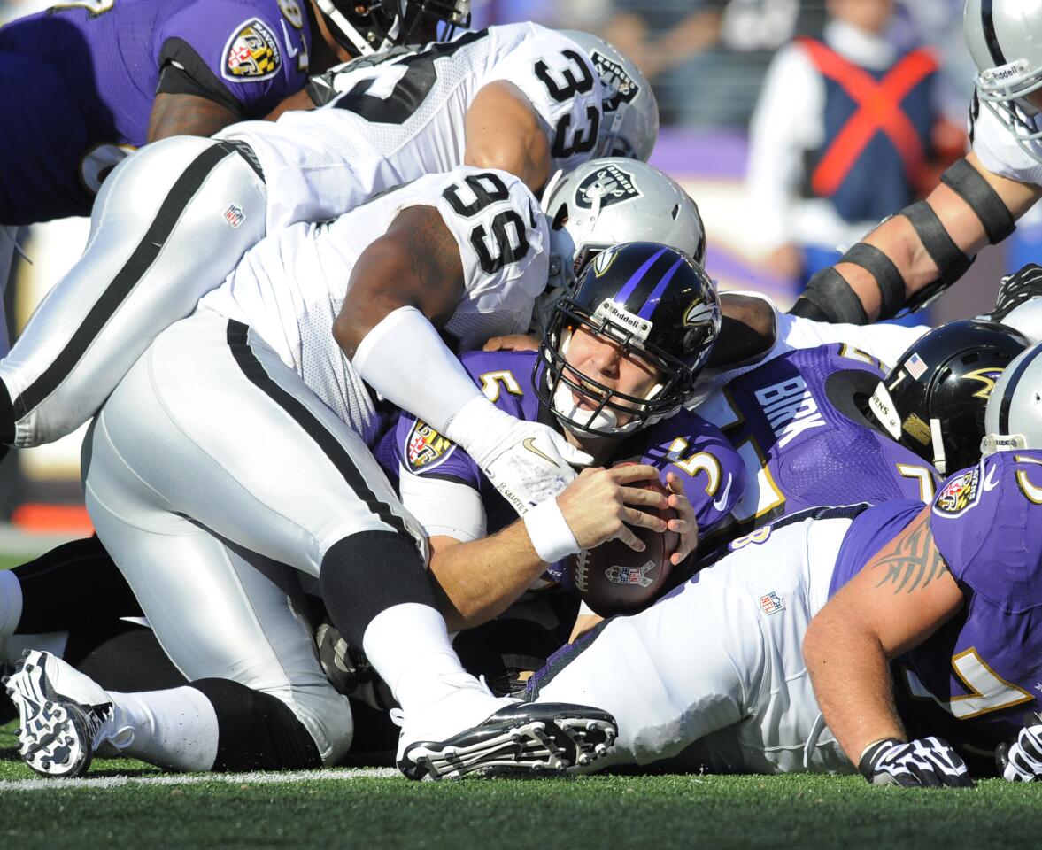 Joe Flacco rushes for a touchdown in 2012