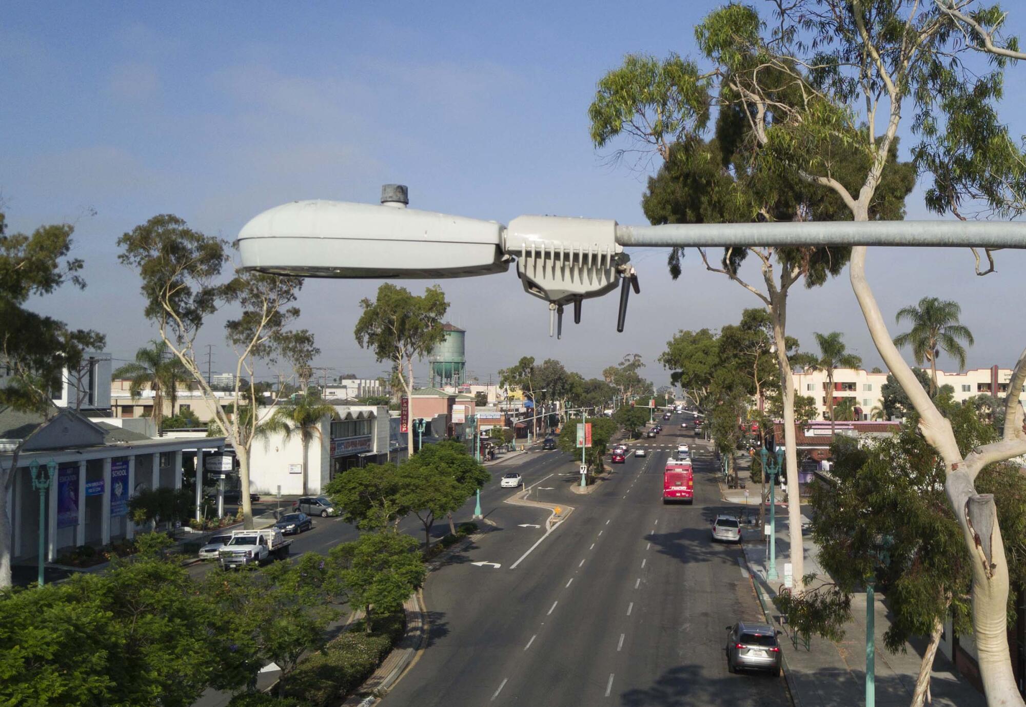 The City of San Diego has already installed thousands of "Smart Street Lamps" that include an array of sensors including video and audio that is used by law enforcement and other city entities. On Friday August 2, 2019, these camera arrays, mounted on the "cobra head" style street lamps were photographed in North Park at the corner of Illinois and El Cajon Blvd.