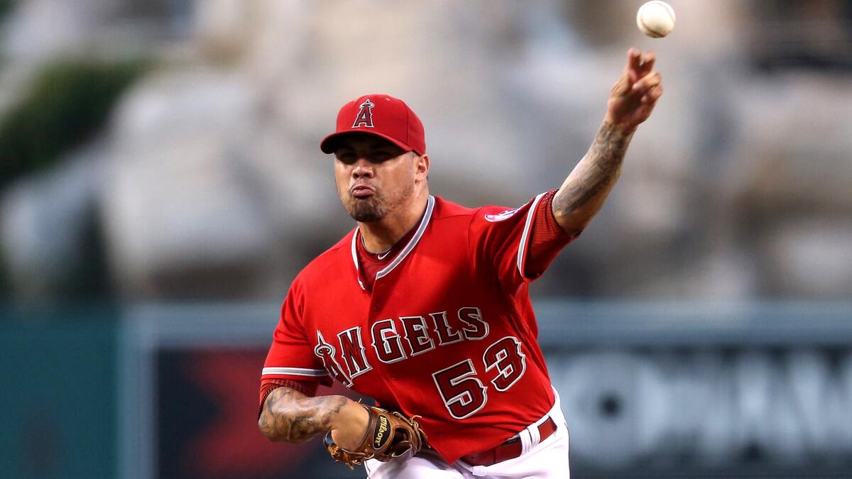 Angels starter Hector Santiago lasted only 3 2/2 innings against the Blue Jays on Friday night, equaling his shortest outing of the season.