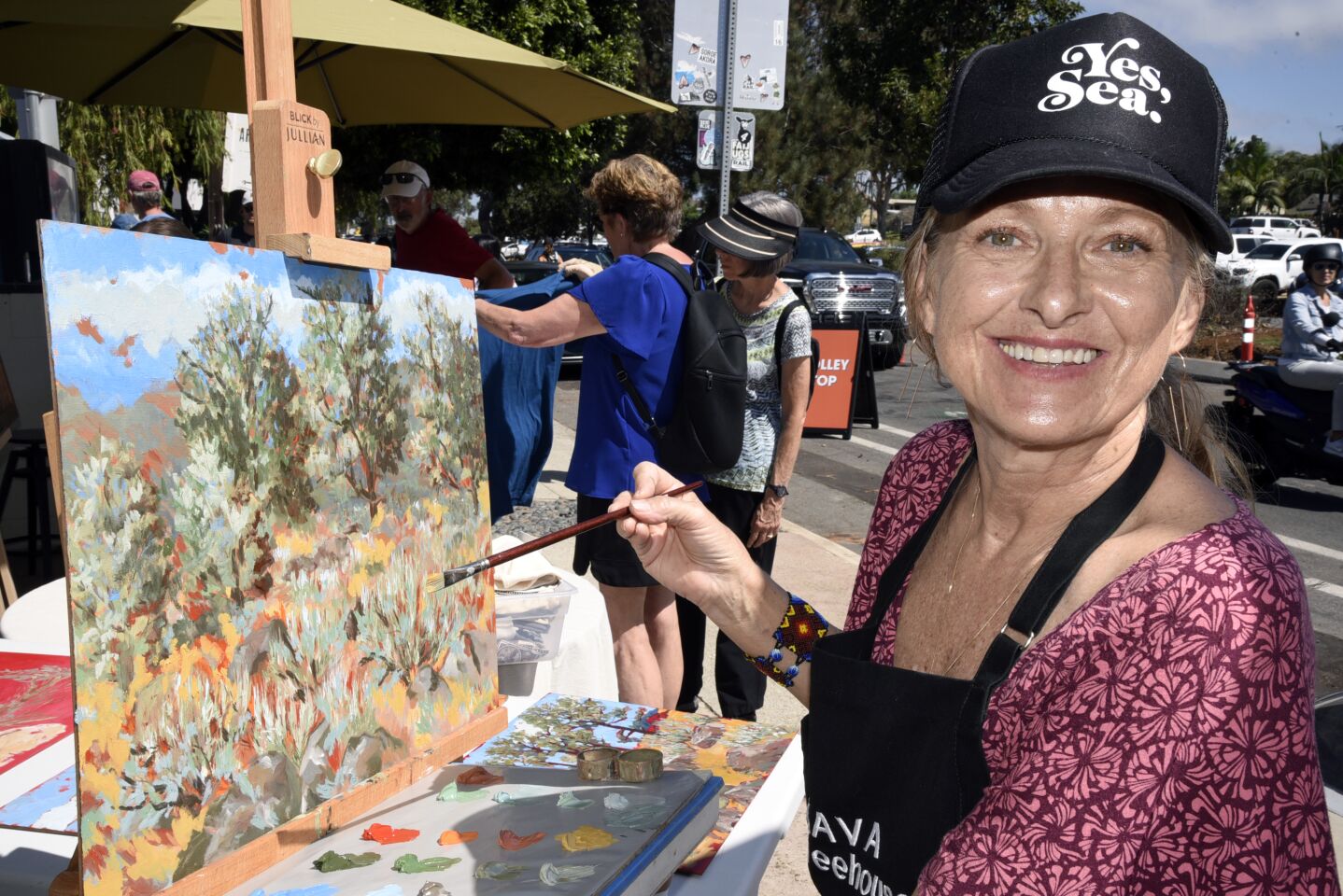 Artist Mary Ambrose did a live painting for walkers to enjoy