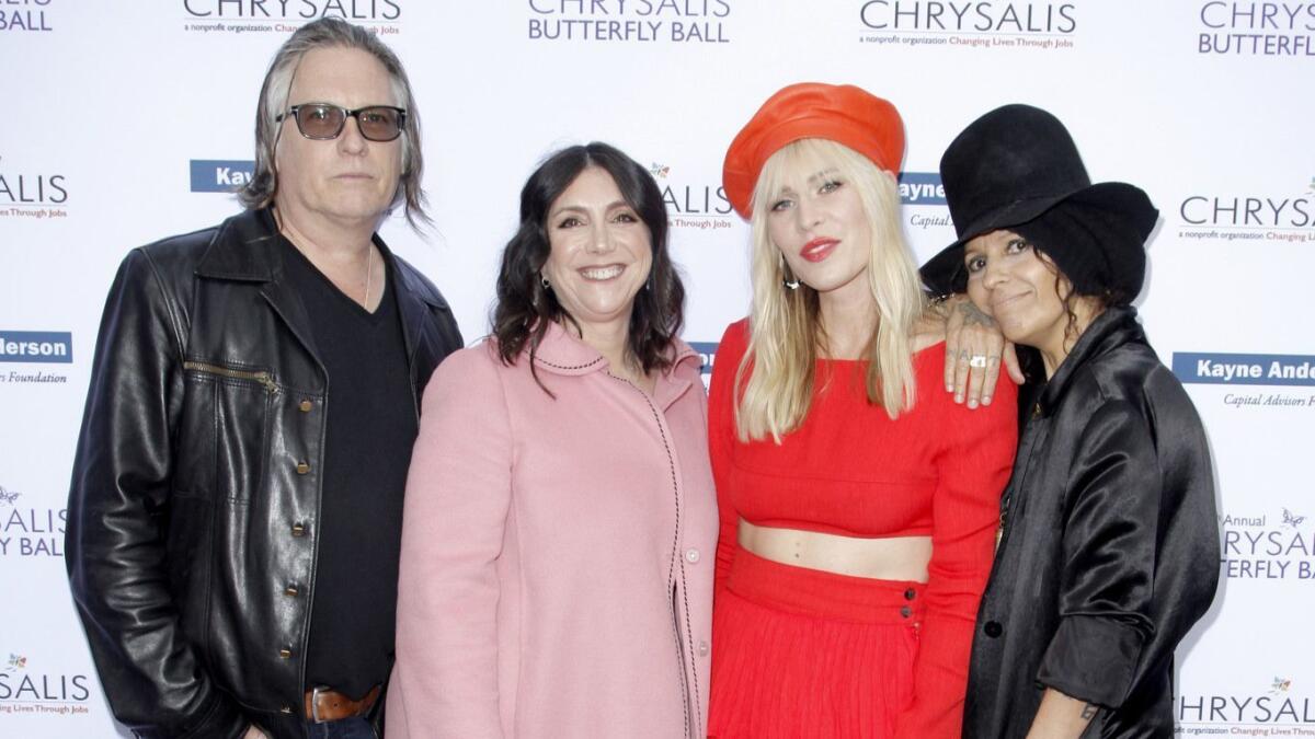 Kerry Brown, from left, Stacey Sher, Natasha Bedingfield and Linda Perry at the 18th Chrysalis Butterfly Ball.