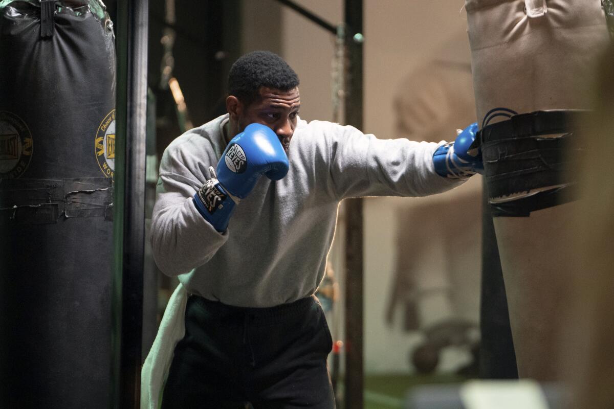 A man practicing boxing.