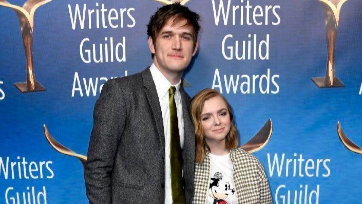 "Eighth Grade" writer-director Bo Burnham and star Elsie Fisher at the 2019 Writers Guild of America awards, where their film was the surprise winner of the original screenplay prize.