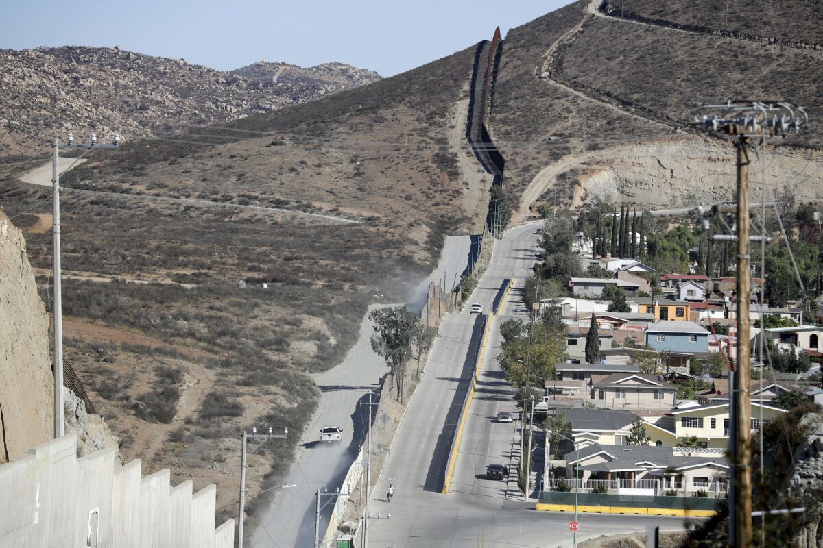 The border fence seen from Tecate, Mexico, Nov. 9, 2016.