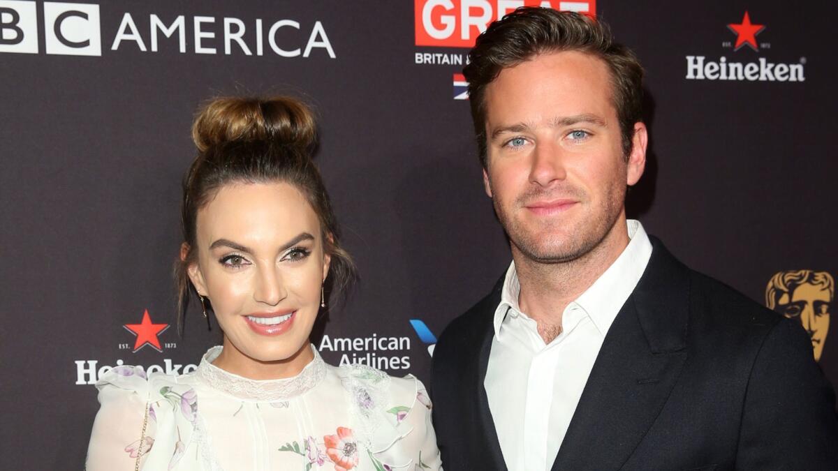 Elizabeth Chambers and Armie Hammer attend the BAFTA Los Angeles Tea Party at the Four Seasons Hotel Los Angeles in Beverly Hills.