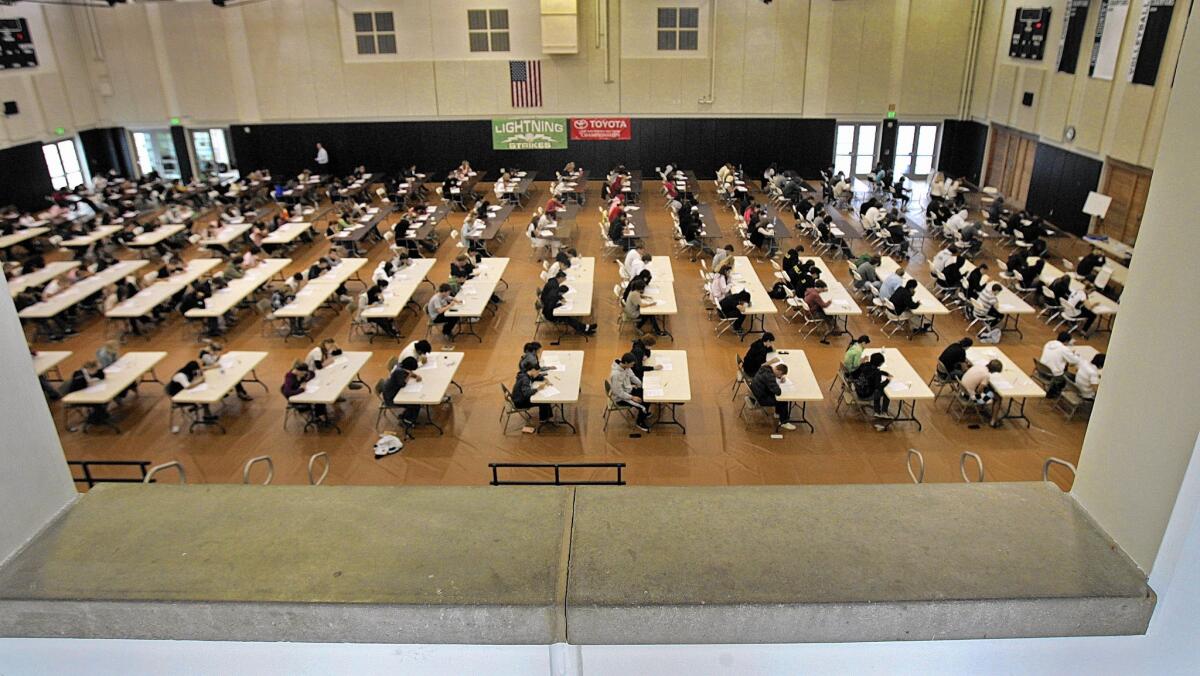Sage Hill High School students in Newport Beach take the PSAT in 2007. The test helps prepare students for the SAT.