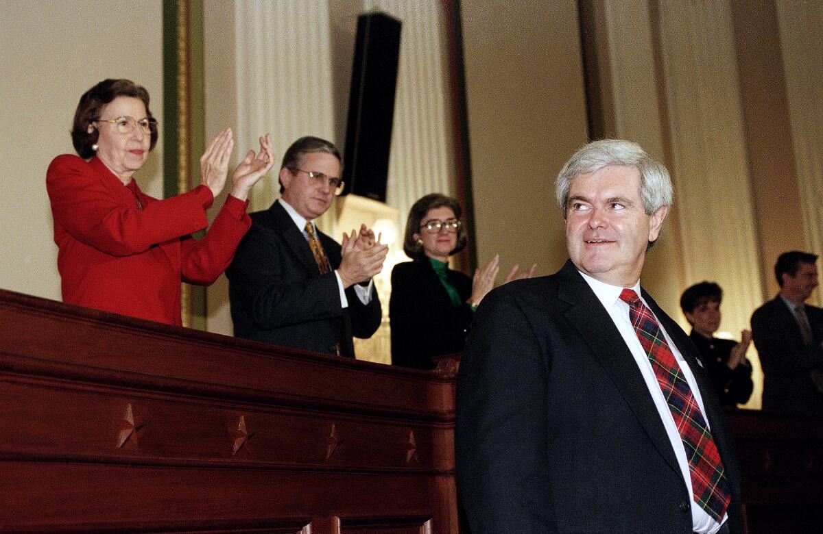 Rep. Newt Gingrich at a Capitol Hill news conference in December 1994.