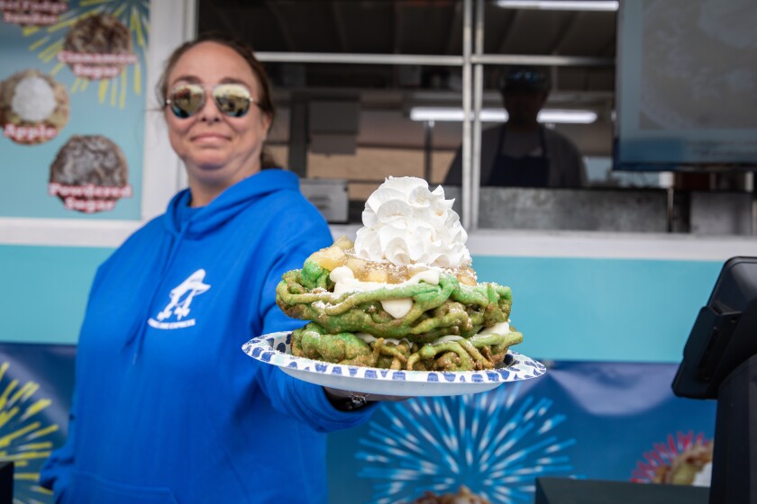 The Hulk Funnel Cake at H&M Funnel Cake Express at the 2022 San Diego County Fair.