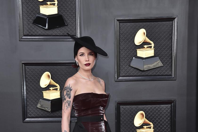 Halsey arrives at the 64th Annual Grammy Awards at the MGM Grand Garden Arena