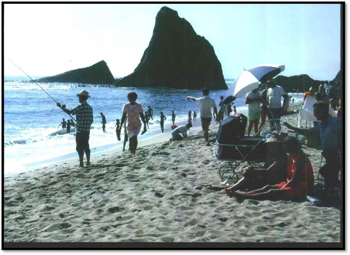 A 1970s-era photo shows public use of Martins Beach, near Half Moon Bay in Northern California.